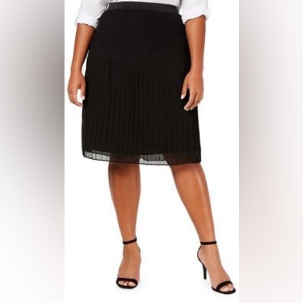 INC International Concepts Black Pleated Skirt- Plus 1X- NWT